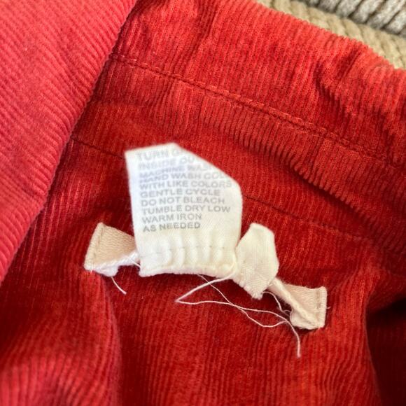 Sandro Corduroy Jacket Women's Size Small Orange Rust Cropped Ruffle Trim Button - Picture 6 of 6